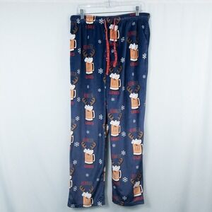 Bottoms‎ Out Reinbeer Games Fleece Holiday Pajama Pants Mens Medium Novelty Beer